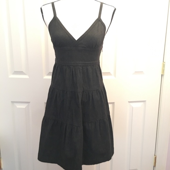 Theory Denim - Theory ruffle v neck strappy grey blue jean dress